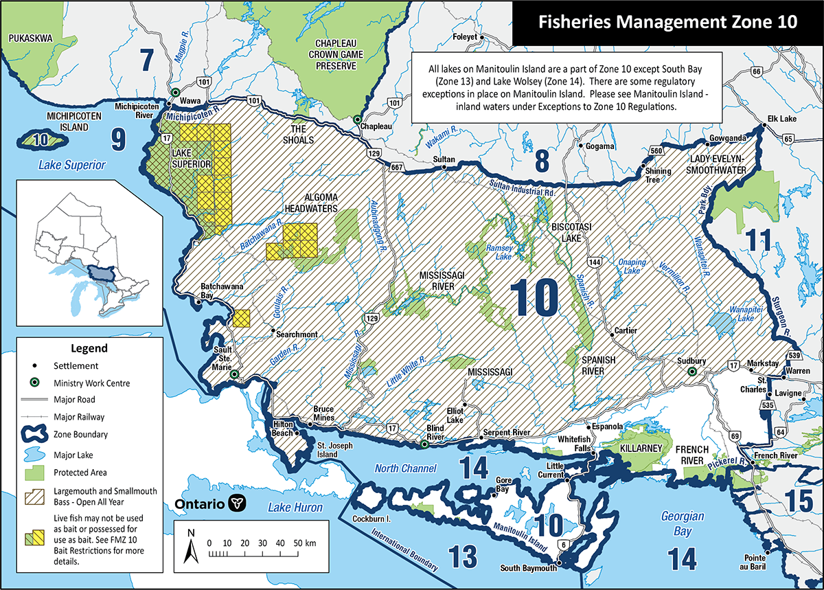 Zone 10 is located in northeastern Ontario, including Manitoulin Island and the cities of Wawa, Sault Ste. Marie and Sudbury.