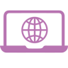 Graphic of a laptop with the internet logo on screen
