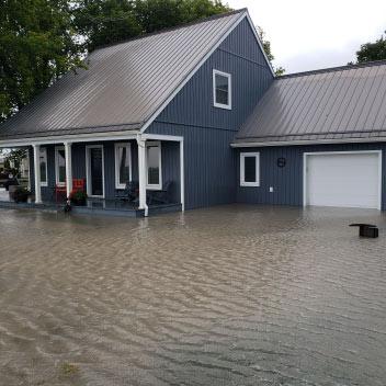 A house inundated with flood water