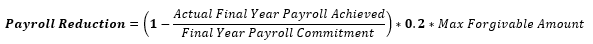 screenshot of the payroll reduction equation