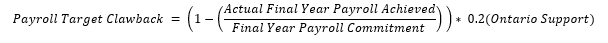 screenshot of the payroll target clawback equation