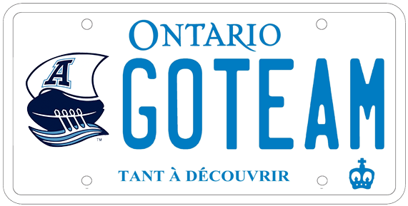 Illustration d’une plaque d’immatriculation- Argonauts de Toronto