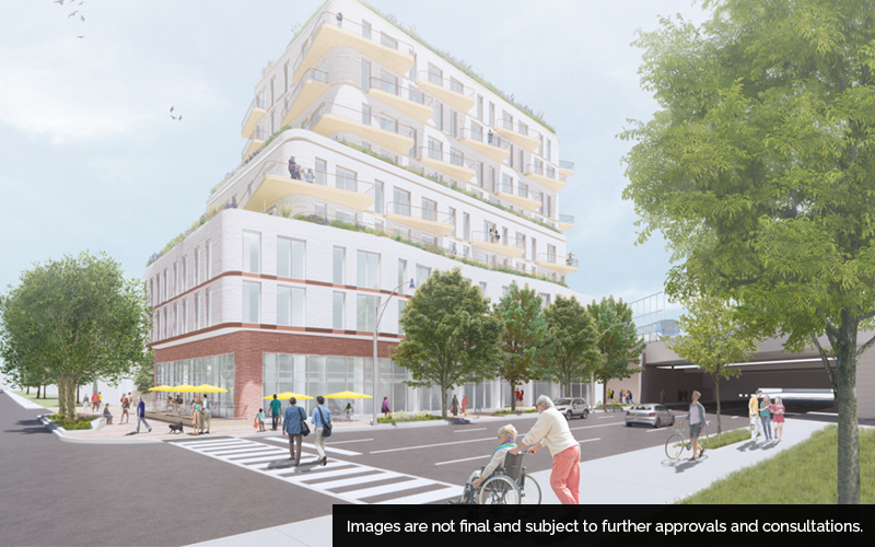 Draft concept of the proposed Eastern Avenue transit-oriented community, looking north.