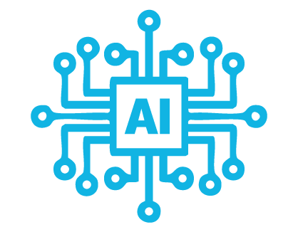 Graphic of a computer chip with AI written on it representing artificial intelligence