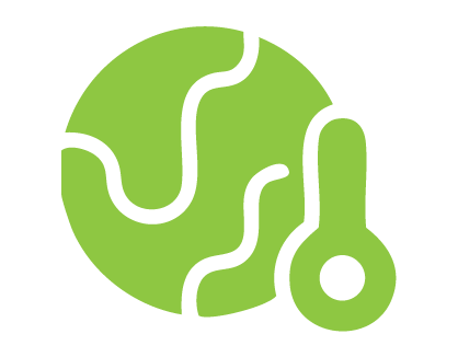 Graphic of a globe and thermometer representing climate change