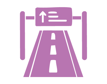 Graphic of a road and road signage representing road and highway incidents