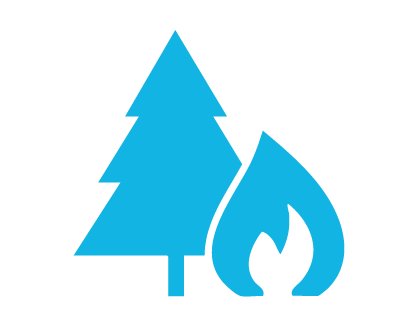 Graphic of a tree on fire representing wildland fires