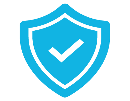 Graphic of a shield with a check mark representing “practiced and prepared emergency response”