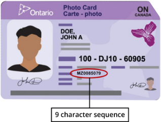 Ontario Photo Card Document Number