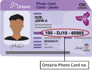 Ontario Photo Card number