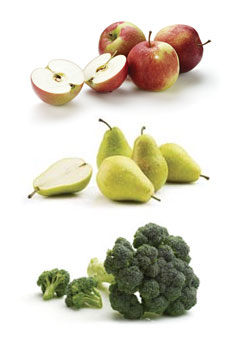 apples, pears, broccoli