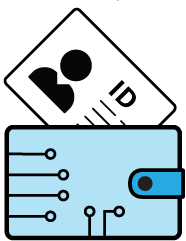 Illustration of a ID card inserting into a digital wallet.