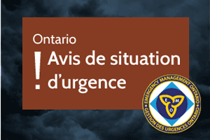 Ontario Avis de situation d'urgence
