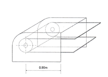 Illustration showing an example  of a fixed enclosure guard at a head or tail pulley