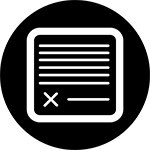 Black and white icon of a document with a signature line.