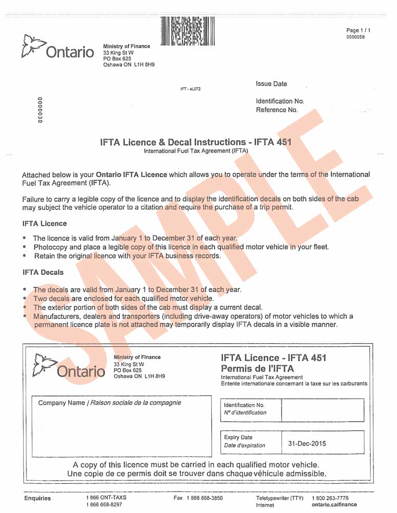 IFTA Licence and Decal Instructions