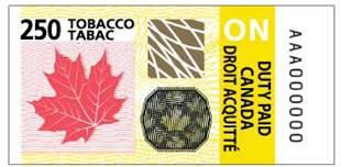 250 sample of the Ontario-adapted federal stamp