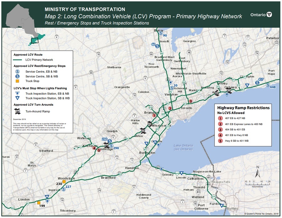 Long Combination Vehicle (LCV) Program - Primary Highway Network for the Greater Toronto and Hamilton Area. 
