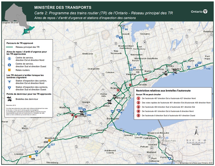 Programme des trains routiers - Réseau routier principal de la région du Grand Toronto et de Hamilton. 