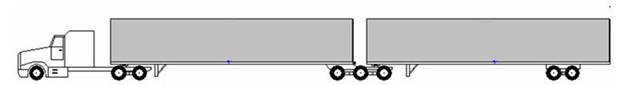 A Long Combination Vehicle with two trailers