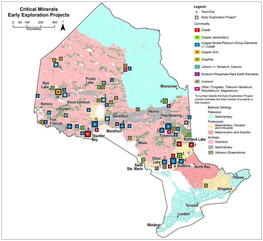 Figure 1 shows the early exploration projects currently underway in Ontario, as of March 2022.