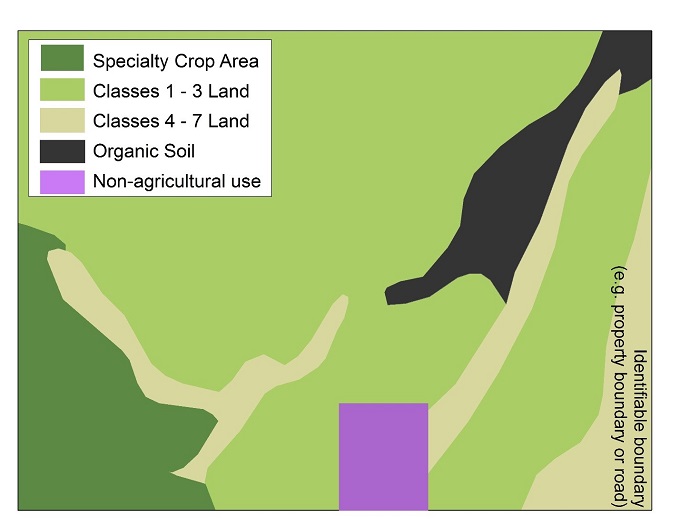 Sample map showing lands  included in prime agricultural areas