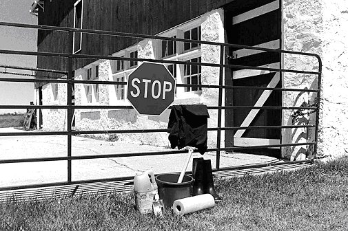 Figure 1 - Restrict access to livestock facilities. Visitors should wear protective clothing and follow strict cleaning and disinfection protocols.