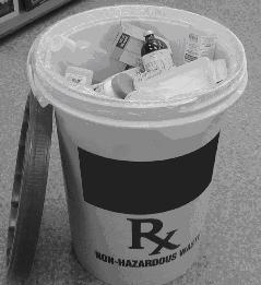 medicines container labelled "Non-Hazardous Waste".