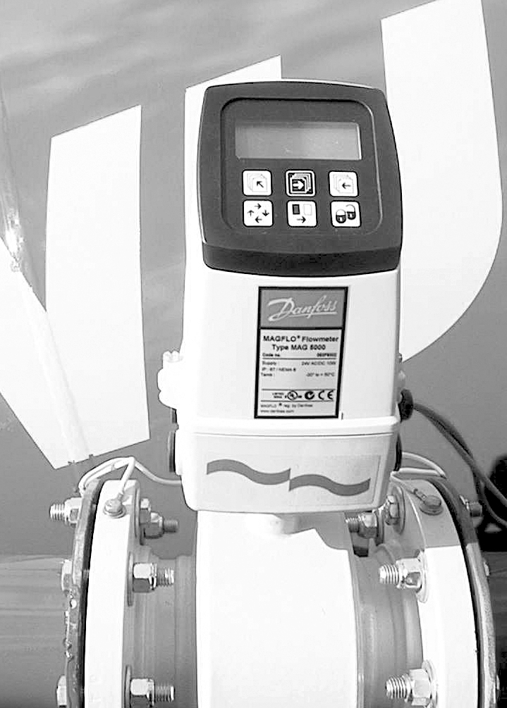 Digital display mounted in the tractor cab that is connected to the liquid flow meter on the applicator unit
