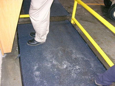 Figure 12. Photo of a footbath consisting of a pad moistened with disinfectant.