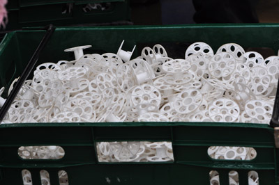 Figure 23. Photo of washed and disinfected rollers ready for loading string for the new crop.