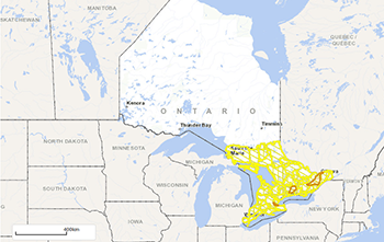 Ontario flood forecasting map