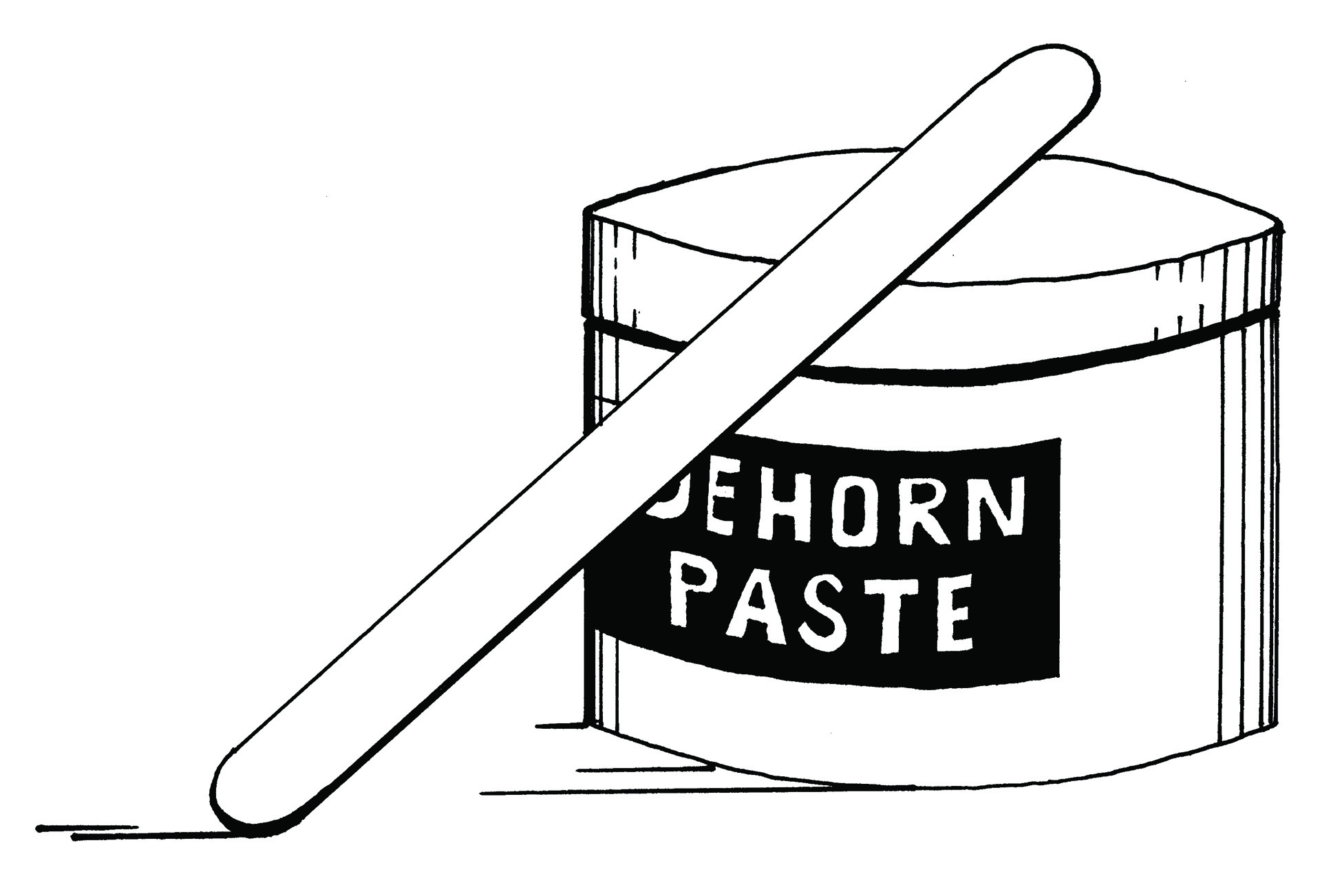 Can of dehorning paste with popsicle