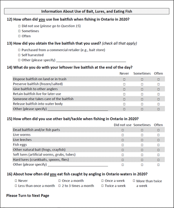 Summary of results from the 2020 recreational fishing survey in