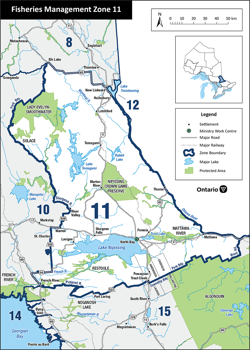 Zone 11 is located in northeastern Ontario and includes the cities of North Bay, Temagami, Sturgeon Falls and New Liskeard.