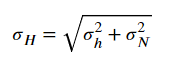 Equation that computes the orthometric height standard deviation (the dependent variable of the equation)