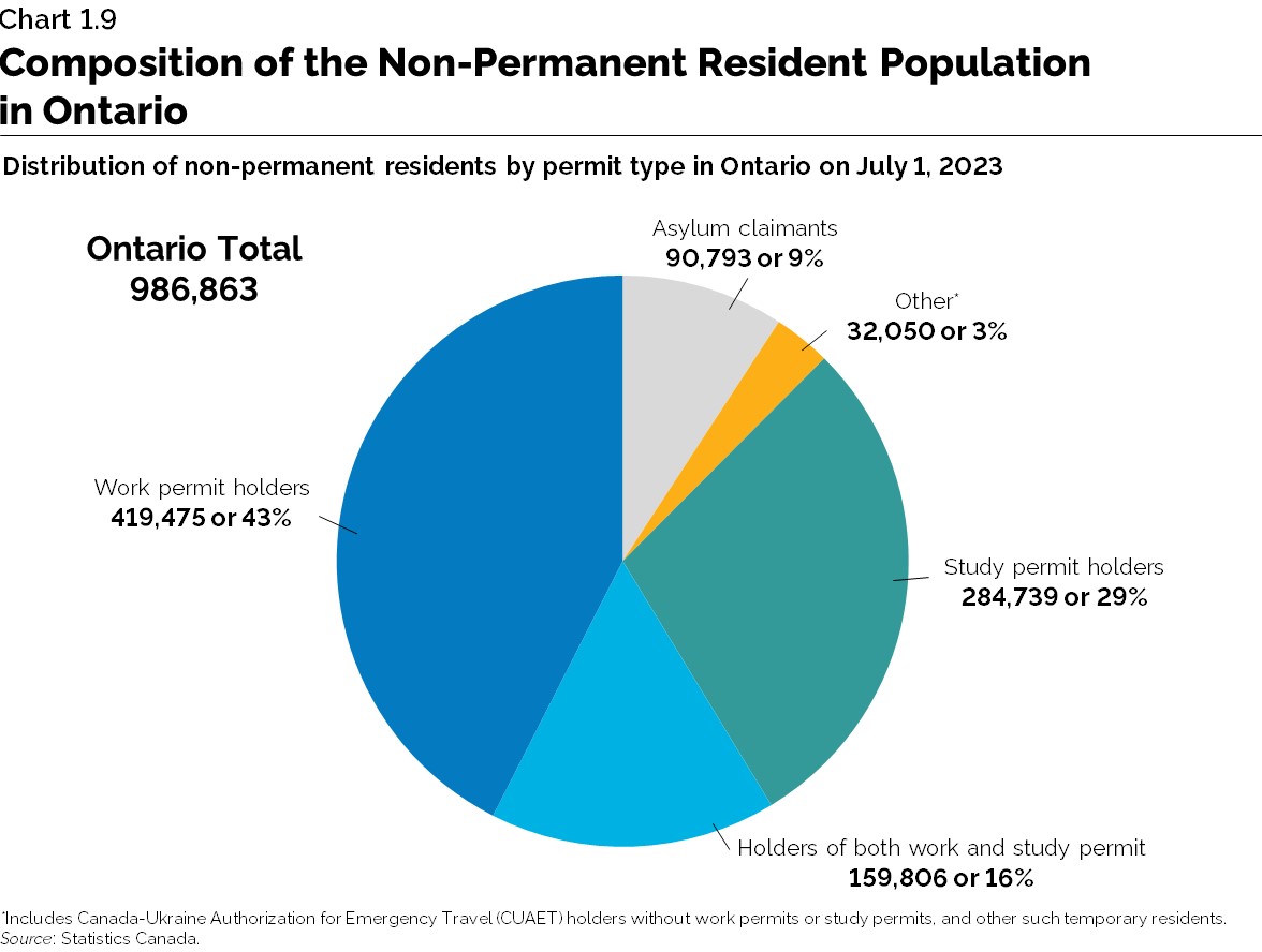 Chart 1.9: Composition of the Non-Permanent Resident Population in Ontario