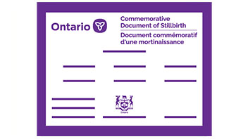 Un document d’enregistrement de mortinaissance ou d’un document commémoratif