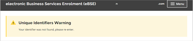 Screenshot depicting when an error occurs such as not entering required information, users will be notified with a banner at the top of the page explaining the error.