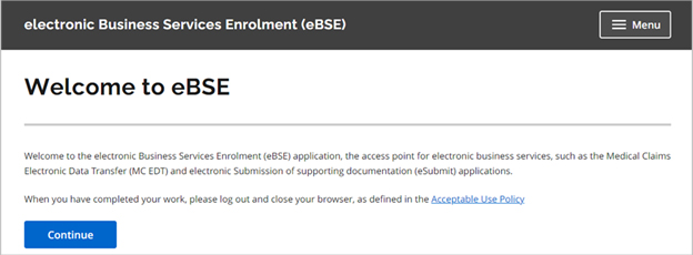 Screenshot of the welcome screen showing all pages have been updated to use a larger font and now follow the same look and feel as Ontario.ca.hey do not need to select either option.