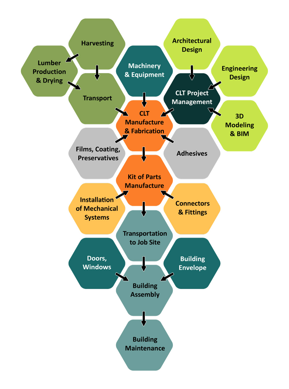Example of Mass Timber Value Chain Elements and Interdependencies