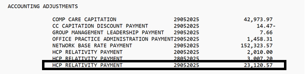 Screenshot of Group FHO1 June 2025 RA Sample Accounting Adjustments