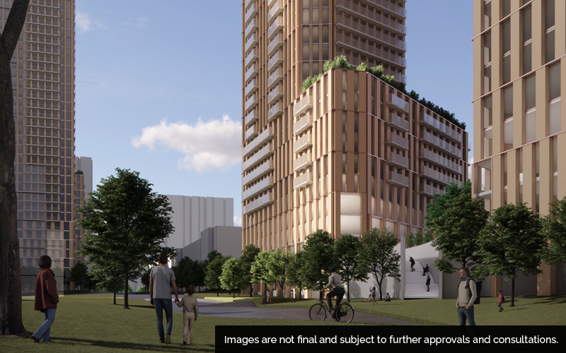 Conceptual design of the proposed Cooksville transit-oriented community.