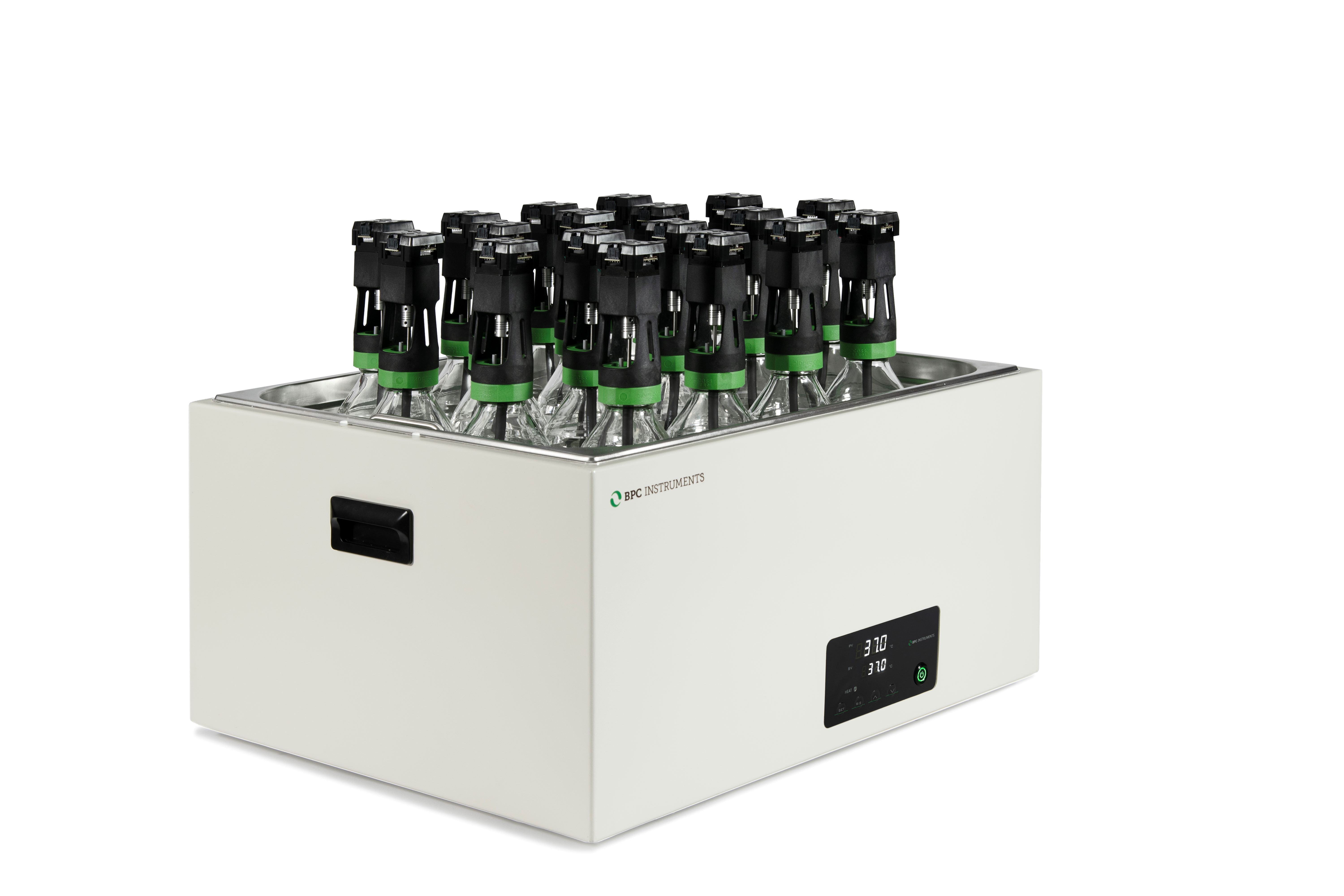 1-litre glass bottles held in a square container