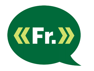 Official logo for designated agencies offering French-language services in Ontario. The design features a green speech bubble with the text “Fr.” in white, framed by yellow French quotation marks (« »). 
