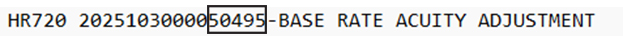 Screenshot of November RA Base Rate Acuity Adjustment Accounting Transaction