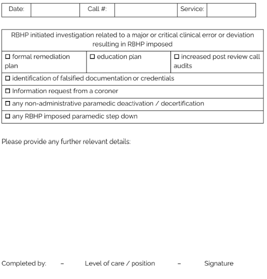 Generic Incident Report – RBHP