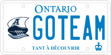Illustration d’une plaque d’immatriculation - Argonauts de Toronto