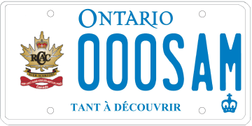 Illustration d’une plaque d’immatriculation - Ligue des cadets de l’Armée du Canada (Ontario)