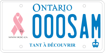Illustration d’une plaque d’immatriculation - Société du cancer du sein du Canada